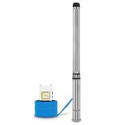 EBERTH Pompe de puits profond 4" pompe à eau immergée pour puits, électrique 2200W, pompe submersible pour puits, diamètre 4 pouces (10cm), câble électrique 20m, hauteur de refoulement max. 112m