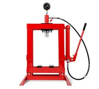 EBERTH Presse hydraulique d'atelier 10T avec manomètre, presse de table, hauteur de travail 375 mm, largeur de travail 350 mm, hauteur totale 1180 mm, 2 mâchoires de support, cylindre