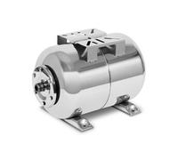 EBERTH Réservoir à Vessie sous Pression 24L, 6 Bar, Groupe de surpression, Cuve, Ballon, raccordement 1" pour Pompe Domestique, Pompe de puit, Acier Inoxydable, Surpresseur, Horizontal, paroi 0,8mm