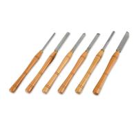EBERTH Set de couteaux à tourner avec coffret en bois, 6 fers à tourner HSS de haute qualité, acier rapide, 6 PIÈCES. Set de ciseaux à bois avec les formes importantes