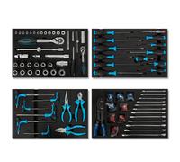 EBERTH Set d'outils multitâches 81 pièces Pour chariot à outils, inserts d'outils étiquetés en mousse, métal dur, poignées ergonomiques
