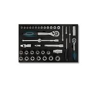 EBERTH Set d'outils multitâches 81 pièces Pour servante d'atelier, inserts d'outils étiquetés en mousse, Pour 4 tiroirs, Equipement automobile et
