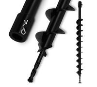 EBERTH Tarières de Jardin en Acier, diamètre 60 mm, Longueur 800 mm, logement 20 mm, tarière hélicoïdale de Jardin Peinte en Noir, tarière avec Tranchant à 45°, emboîtement avec Boulon de sécurité