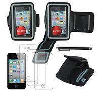 ebestStar - Brassard Sport pour iPhone 4, 4S Apple, Etui Housse Protection Téléphone, Accessoire Antichoc + Stylet + 3 Films d'écran, Noir