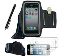 ebestStar - Brassard Sport pour iPhone SE 5S 5 Apple, Etui Housse Protection Téléphone, Accessoire Antichoc + Stylet + 3 Films d'écran, Noir