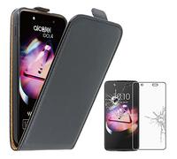 ebestStar - Coque Compatible avec Alcatel Idol 4 (5.2) Etui Housse PU Cuir Rabat Ultra Fin (Ultra Slim Case), Noir + Film Protection écran Verre Trempé [Appareil: 147 x 72.5 x 7.1mm, 5.2'']