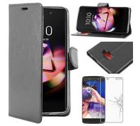 ebestStar - Coque Compatible avec Alcatel Idol 4S (5.5) Etui PU Cuir Housse Portefeuille Porte-Cartes Support Stand, Noir + Film Protection écran Verre Trempé [Appareil: 153.9 x 75.4 x 7mm, 5.5'']