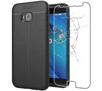 ebestStar - Coque Compatible avec ASUS Zenfone 4 Selfie Pro ZD552KL Etui Housse Silicone TPU Souple Anti-Choc Motif Cuir, Noir + Film Verre Trempé [Appareil: 154 x 74.8 x 6.9mm, 5.5'']