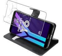 ebestStar - Coque Compatible avec Huawei Y6 2018 Etui PU Cuir Housse Portefeuille Porte-Cartes Support Stand, Noir + Film Protection écran Verre Trempé [Appareil: 152.4 x 73 x 7.8mm, 5.7'']