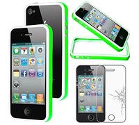 ebestStar - Coque Compatible avec iPhone 4, 4S Apple Etui Housse Contour Bumper TPU, Vert/Blanc + Film écran en Verre Trempé [Appareil: 115.2 x 58.6 x 9.3mm, 3.5'']