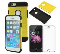 ebestStar - Coque Compatible avec iPhone 6 6S Apple Etui Housse Coque Duo Bi-Couches Silicone et Polycarbonate Mesh, Or/Doré + Film écran en Verre Trempé [Appareil: 138.1 x 67 x 6.9mm, 4.7'']