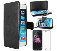 ebestStar - Coque Compatible avec iPhone 6 6S Apple Etui PU Cuir Housse Portefeuille Porte-Cartes Support Stand, Noir + Film Protection écran Verre Trempé [Appareil: 138.1 x 67 x 6.9mm, 4.7'']