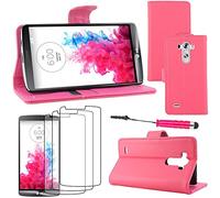 ebestStar - Coque Compatible avec LG G3 D855 Etui PU Cuir Housse Portefeuille Porte-Cartes Support Stand + Mini Stylet + 3 Films d'écran, Rose [Appareil: 145.5 x 74.6 x 9.1mm, 5.5'']