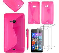 ebestStar - Coque Compatible avec Microsoft Nokia Lumia 535 Etui Housse Silicone Gel TPU Souple Motif S-Line + Stylet + 3 Films d'écran, Rose [Appareil: 140.2 x 72.4 x 8.8mm, 5.0'']