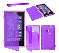 ebestStar - Coque Compatible avec Nokia Lumia 520 Etui Housse Silicone Gel Portefeuille + Stylet, Violet [Appareil: 119.9 x 64 x 9.9mm, 4.0'']