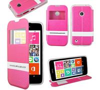 ebestStar - Coque Compatible avec Nokia Lumia 530 Etui Housse PU Cuir Portefeuille Fenêtre Type View, Rose [Appareil: 119.7 x 62.3 x 11.7mm, 4.0'']