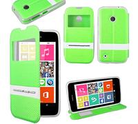 ebestStar - Coque Compatible avec Nokia Lumia 530 Etui Housse PU Cuir Portefeuille Fenêtre Type View, Vert [Appareil: 119.7 x 62.3 x 11.7mm, 4.0'']