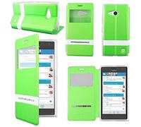 ebestStar - Coque Compatible avec Nokia Lumia 735 730 Dual Etui Housse PU Cuir Portefeuille Fenêtre Type View, Vert [Appareil: 134.7 x 68.5 x 8.9mm, 4.7'']