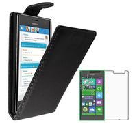 ebestStar - Coque Compatible avec Nokia Lumia 735 730 Dual Etui Housse PU Cuir Rabat Flip, Noir + Film Protection écran Verre Trempé [Appareil: 134.7 x 68.5 x 8.9mm, 4.7'']