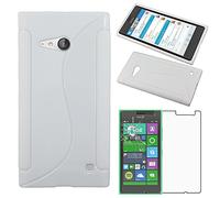 ebestStar - Coque Compatible avec Nokia Lumia 735 730 Dual Etui Housse Silicone Gel TPU Souple Motif S-Line, Blanc + Film Protection écran Verre Trempé [Appareil: 134.7 x 68.5 x 8.9mm, 4.7'']
