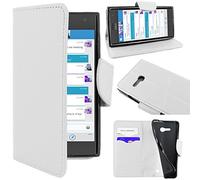 ebestStar - Coque Compatible avec Nokia Lumia 735 730 Dual Etui PU Cuir Housse Portefeuille Porte-Cartes Support Stand, Blanc [Appareil: 134.7 x 68.5 x 8.9mm, 4.7'']