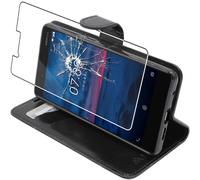 ebestStar - Coque Compatible avec Nokia Nokia 7 Etui PU Cuir Housse Portefeuille Porte-Cartes Support Stand, Noir + Film Protection écran Verre Trempé [Appareil: 141.2 x 71.5 x 7.9mm, 5.2'']