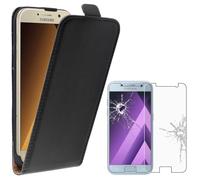 ebestStar - Coque Compatible avec Samsung A3 2017 Galaxy SM-A320F Etui Housse PU Cuir Rabat Ultra Fin (Ultra Slim Case), Noir + Film écran Verre Trempé [Appareil: 135.4 x 66.2 x 7.9mm, 4.7'']