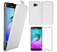 ebestStar - Coque Compatible avec Samsung A5 2016 Galaxy SM-A510F Etui Housse PU Cuir Rabat Ultra Fin (Ultra Slim Case), Blanc + Film écran Verre Trempé [Appareil: 144.8 x 71 x 7.3mm, 5.2'']