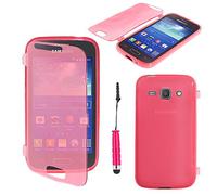 ebestStar - Coque Compatible avec Samsung Ace 3 Galaxy GT-S7270, S7272, S7275 Etui Housse Silicone Gel Portefeuille + Mini Stylet, Rose [Appareil: 121.2 x 62.7 x 9.8mm, 4.0'']