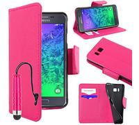 ebestStar - Coque Compatible avec Samsung Galaxy Alpha SM-G850F Etui PU Cuir Housse Portefeuille Porte-Cartes Support Stand + Mini Stylet, Rose [Appareil: 132.4 x 65.5 x 6.7mm, 4.7'']