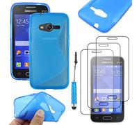 ebestStar - Coque Compatible avec Samsung Galaxy Trend 2 Lite SM-G318H, Galaxy V Plus Etui Housse Silicone Gel Souple Motif S-Line +Mini Stylet +3 Films, Bleu [Appareil: 121.4x62.9x10.7mm, 4.0'']