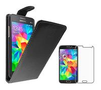 Coque pour Grand Prime Galaxy G530F, Value Edition G531F PU Cuir Rabat Flip, Noir + Film VERRE Trempé