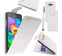 ebestStar - Coque Compatible avec Samsung Grand Prime Galaxy G530F, Value Edition G531F Etui Housse PU Cuir Rabat Flip + Mini Stylet, Blanc [Appareil: 144.8 x 72.1 x 8.6mm, 5.0'']