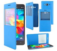 ebestStar - Coque Compatible avec Samsung Grand Prime Galaxy G530F, Value Edition G531F Etui Slim Housse Portefeuille Fenêtre View, Bleu [Appareil: 144.8 x 72.1 x 8.6mm, 5.0'']