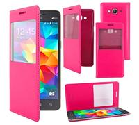 ebestStar - Coque Compatible avec Samsung Grand Prime Galaxy G530F, Value Edition G531F Etui Slim Housse Portefeuille Fenêtre View, Rose [Appareil: 144.8 x 72.1 x 8.6mm, 5.0'']