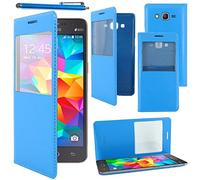 ebestStar - Coque Compatible avec Samsung Grand Prime Galaxy G530F, Value Edition G531F Etui Slim Housse Portefeuille Fenêtre View + Stylet, Bleu [Appareil: 144.8 x 72.1 x 8.6mm, 5.0'']