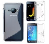 ebestStar - Coque Compatible avec Samsung J1 Galaxy J1 2016 4G SM-J120F Etui Housse Silicone Gel Souple S-Line, Transparent +Film Protection écran Verre Trempé [Appareil: 132.6x69.3x8.9mm 4.5'']