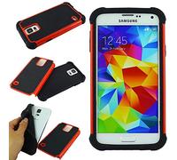 ebestStar - Coque Compatible avec Samsung S5 G900F, Galaxy S5 New G903F Neo Etui Housse Duo Bi-Couches Silicone et Polycarbonate, Rouge [Appareil: 142 x 72.5 x 8.1mm, 5.1'']