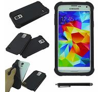 ebestStar - Coque Compatible avec Samsung S5 G900F, Galaxy S5 New G903F Neo Etui Housse Duo Bi-Couches Silicone et Polycarbonate + Stylet, Noir [Appareil: 142 x 72.5 x 8.1mm, 5.1'']