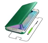 ebestStar - Coque Compatible avec Samsung S6 Edge Galaxy SM-G925F G925 Etui Housse View Clear Cover Miroir + Mini Stylet, Vert [Appareil: 142.1 x 70.1 x 7mm, 5.1'']