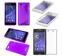 ebestStar - Coque Compatible avec Sony Xperia E3 D2203 Etui Housse Silicone Gel TPU Souple Motif S-Line, Violet + Film Protection écran Verre Trempé [Appareil: 146 x 72 x 7.3mm, 5.2'']