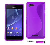 ebestStar - Coque Compatible avec Sony Xperia E3 D2203 Etui Housse Silicone Gel TPU Souple Motif S-Line + Mini Stylet, Violet [Appareil: 146 x 72 x 7.3mm, 5.2'']
