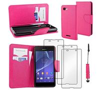 ebestStar - Coque Compatible avec Sony Xperia E3 D2203 Etui PU Cuir Housse Portefeuille Porte-Cartes Support Stand + Mini Stylet + 3 Films d'écran, Rose [Appareil: 146 x 72 x 7.3mm, 5.2'']
