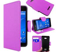 ebestStar - Coque Compatible avec Sony Xperia E4G, E4G Dual Etui PU Cuir Housse Portefeuille Porte-Cartes Support Stand, Violet [Appareil: 133 x 71 x 10.8mm, 4.7'']