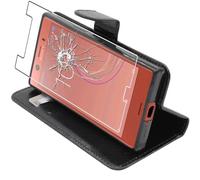 ebestStar - Coque Compatible avec Sony Xperia XZ1 Compact Etui PU Cuir Housse Portefeuille Porte-Cartes Support Stand, Noir + Film Verre Trempé [NB: Lire Description][Appareil: 129x64x9.3mm, 4.6'']