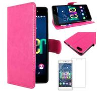 ebestStar - Coque Compatible avec Wiko Fever SE Special Edition Etui PU Cuir Housse Portefeuille Porte-Cartes Support Stand, Rose + Film écran Verre Trempé [Appareil: 149.5 x 73.9 x 9.1mm, 5.2'']