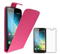 ebestStar - Coque Compatible avec Wiko Lenny 2 Etui Housse PU Cuir Rabat Flip, Rose + Film Protection écran Verre Trempé [Appareil: 145.4 x 73.2 x 9mm, 5.0'']