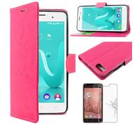 ebestStar - Coque Compatible avec Wiko Lenny 3 Jerry Etui PU Cuir Housse Portefeuille Porte-Cartes Support Stand, Rose + Film Protection écran Verre Trempé [Appareil: 145 x 73.1 x 9.9mm, 5.0'']