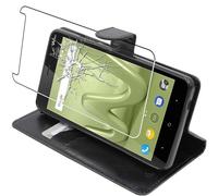 ebestStar - Coque Compatible avec Wiko Lenny 4 Plus Etui PU Cuir Housse Portefeuille Porte-Cartes Support Stand, Noir + Film Protection écran Verre Trempé [Appareil: 156 x 79 x 9.35mm, 5.5'']