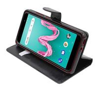 ebestStar - Coque Compatible avec Wiko Lenny 5 Etui PU Cuir Housse Portefeuille Porte-Cartes Support Stand, Noir [Appareil: 153.5 x 74 x 9.2mm, 5.7'']